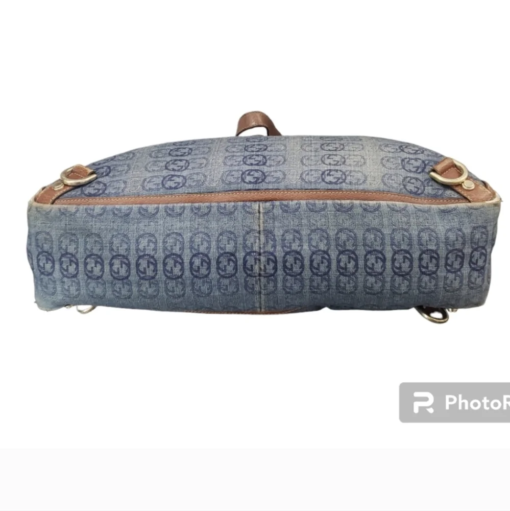 Gucci RARE Denim Abbey Blue and Brown Tote Bag - Picture 10 of 17